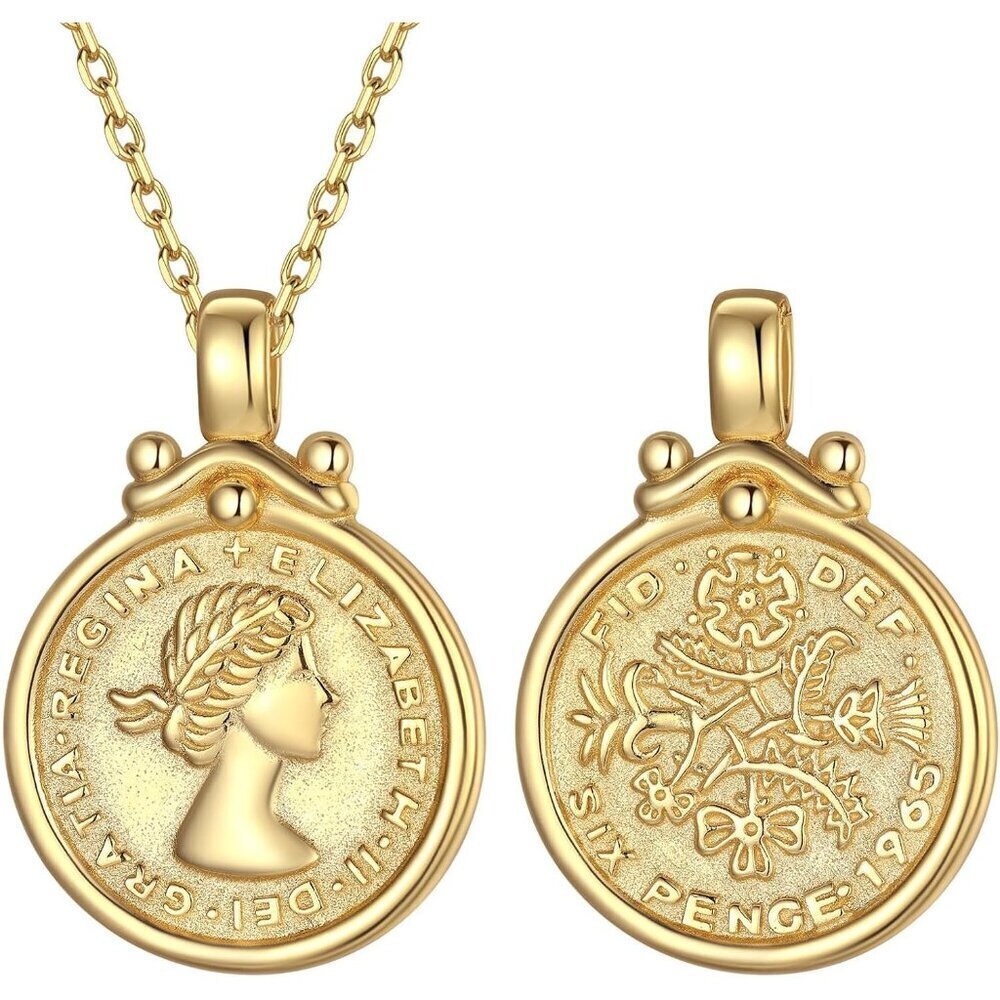 🆕Women Gold Coin Necklace Plated Sterling Circle Disc Dainty Pendant Necklaces